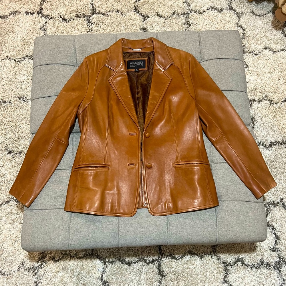 Soft leather blazer in gorgeous caramel color